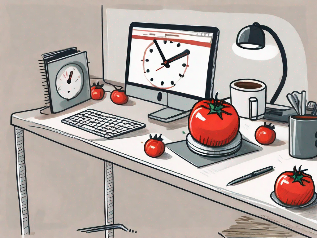 Illustration of tomatoes placed on a desk for work.